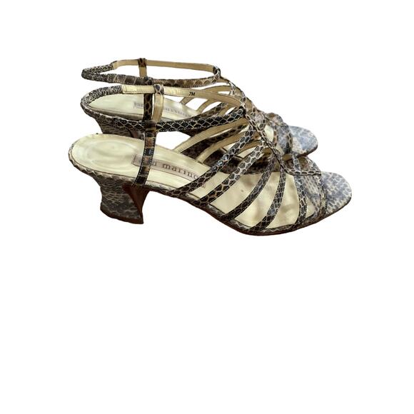 Ann Marino Snakeskin Leather Strappy Open Toe Heeled Sandal Size 7 M Womens - Picture 1 of 8